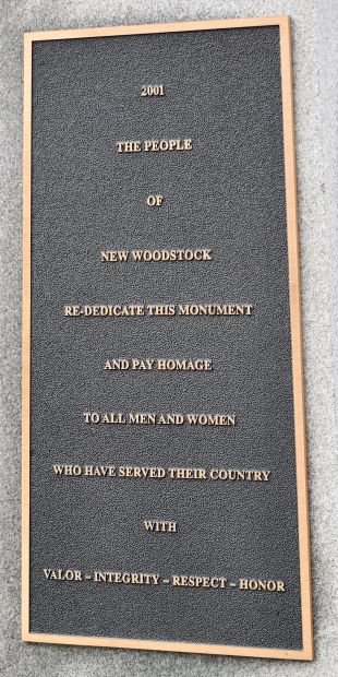 NEW WOODSTOCK WAR VETERANS MEMORIAL PLAQUE C