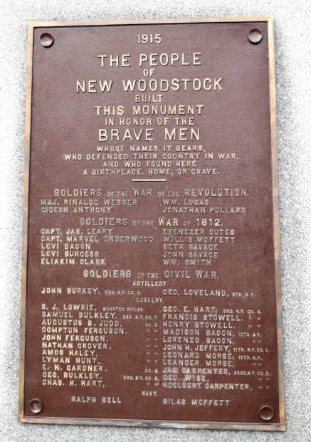 NEW WOODSTOCK WAR VETERANS MEMORIAL PLAQUE A