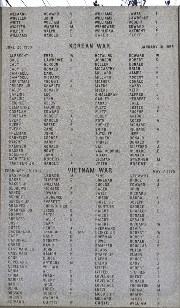 PLEASANT VALLEY VETERANS WAR MEMORIAL WALL C