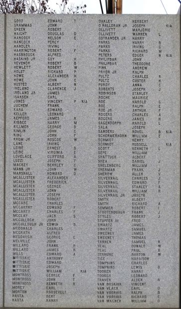 PLEASANT VALLEY VETERANS WAR MEMORIAL WALL B