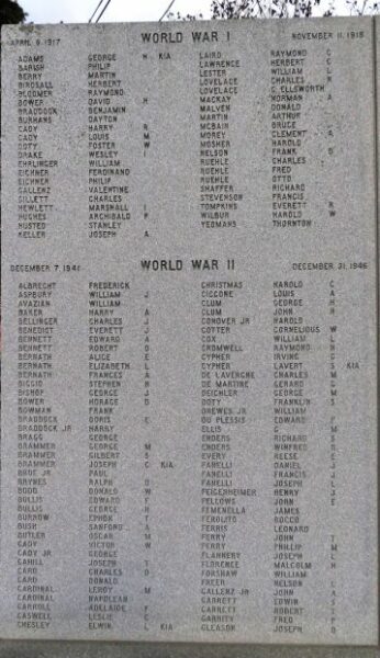 PLEASANT VALLEY VETERANS WAR MEMORIAL WALL A