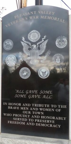 PLEASANT VALLEY VETERANS WAR MEMORIAL DEDICATION STONE