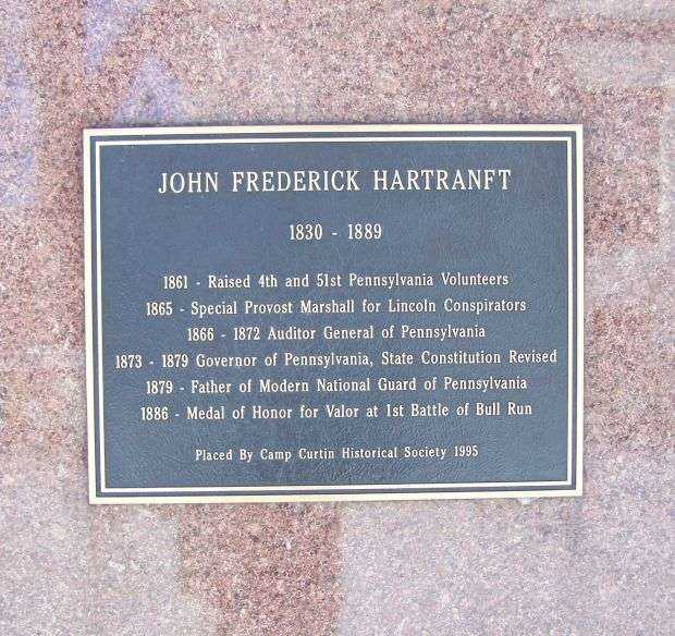 JOHN FREDERICK HARTRANFT WAR MEMORIAL PLAQUE