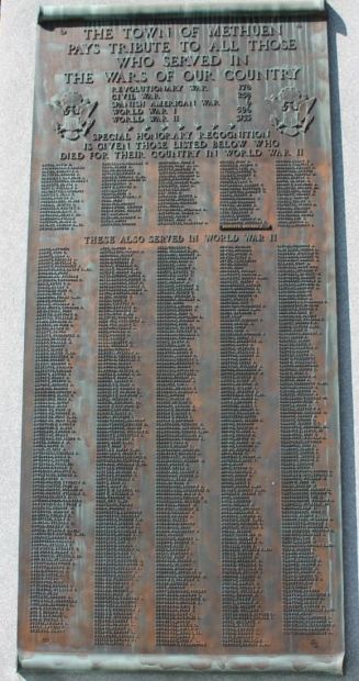 TOWN OF METHUEN WAR VETERANS MEMORIAL PLAQUE