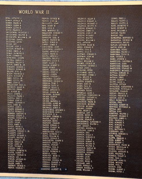 MAYNARD WORLD WAR II MEMORIAL PLAQUE C