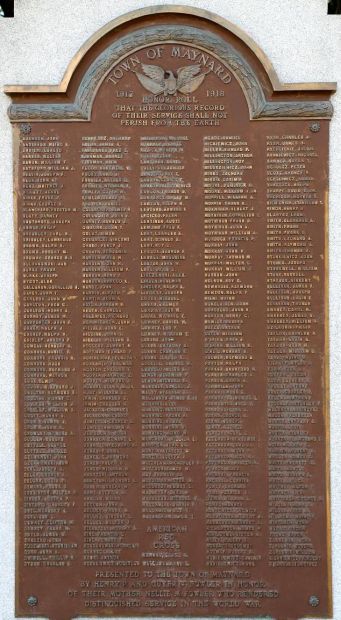 TOWN OF MAYNARD WORLD WAR I MEMORIAL PLAQUE