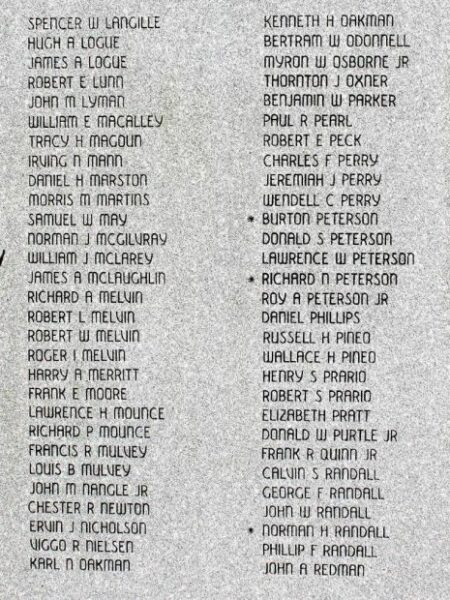 MARSHFIELD WORLD WAR II HONOR ROLL MEMORIAL STONE D