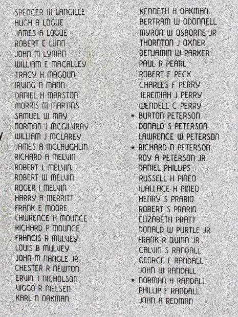 MARSHFIELD WORLD WAR II HONOR ROLL MEMORIAL STONE D