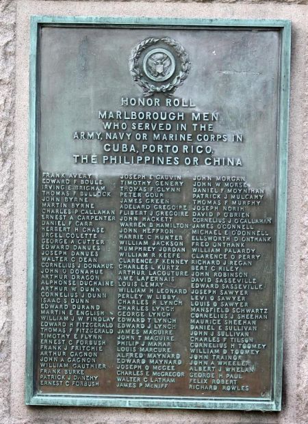MARLBOROUGH SPANISH AMERICAN WAR MEMORIAL PLAQUE B