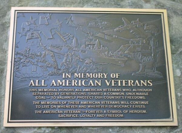 LUNENBURG ALL AMERICAN VETERANS MEMORIAL PLAQUE