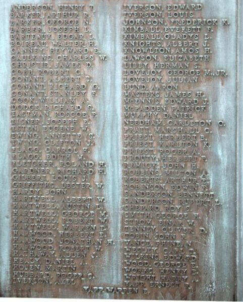 LITTLETON WORLD WAR VETERANS MEMORIAL PLAQUE