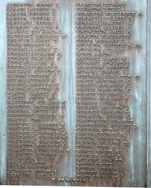 LITTLETON WORLD WAR VETERANS MEMORIAL PLAQUE