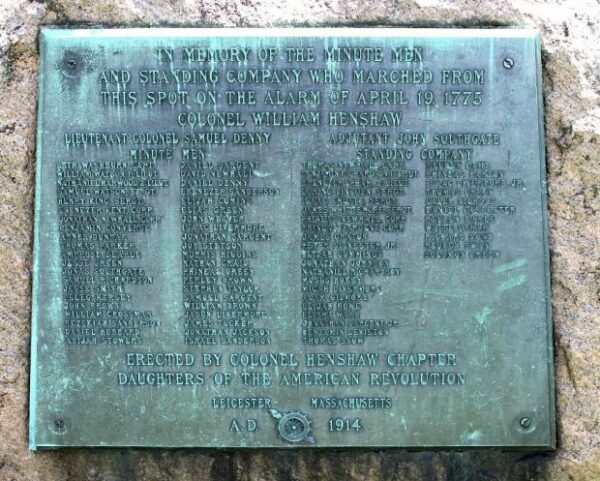 LEICESTER REVOLUTIONARY WAR MEMORIAL PLAQUE