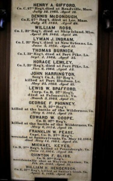 LEE, MASSACHUSETTS MEMORIAL HALL HONOR ROLL C