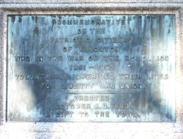 KINGSTON WAR OF THE REBELLION MEMORIAL PLAQUE A