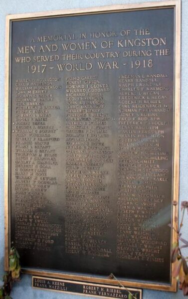 KINGSTON WORLD WAR MEMORIAL PLAQUE