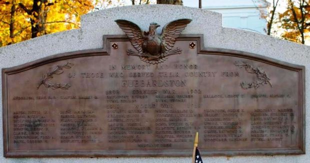 HUBBARDSTON SPANISH AND WORLD WAR MEMORIAL PLAQUE