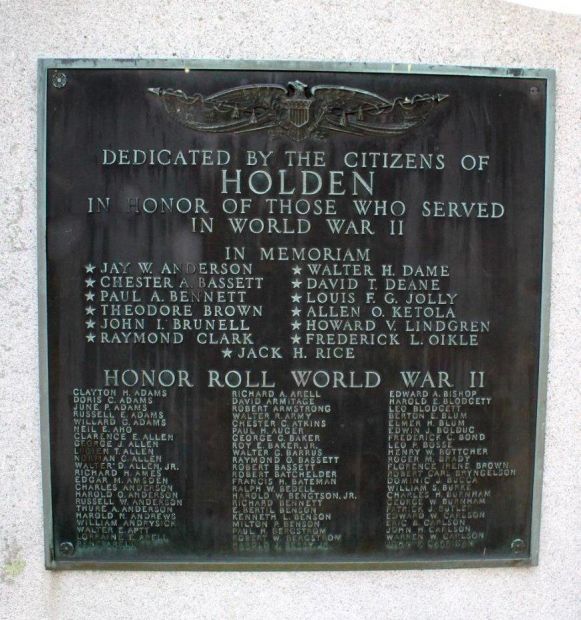 HOLDEN WORLD WAR II MEMORIAL PLAQUE A