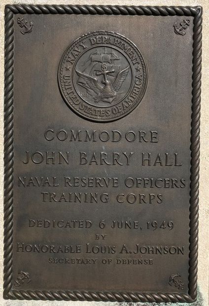 COMMODORE JOHN BARRY HALL MEMORIAL PLAQUE
