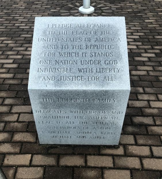 PLEDGE ALLEGIANCE VETERANS MEMORIAL FLAGPOLE STONE