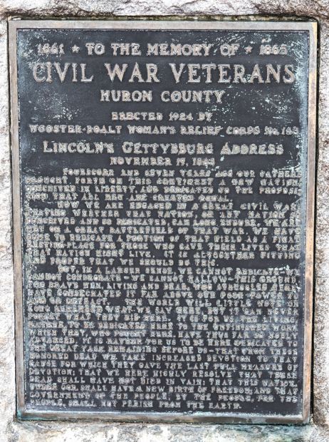 HURON COUNTY CIVIL WAR VETERANS MEMORIAL PLAQUE