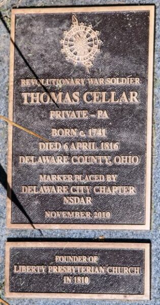 THOMAS CELLAR REVOLUTIONARY WAR SOLDIER MEMORIAL PLAQUE
