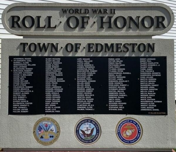 TOWN OF EDMESTON WORLD WAR II MEMORIAL