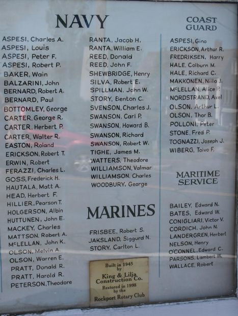 PIGEON COVE HONOR ROLL MEMORIAL PLAQUE B