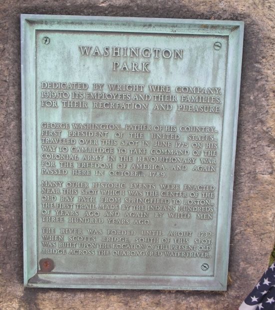 WASHINGTON PARK MEMORIAL PLAQUE