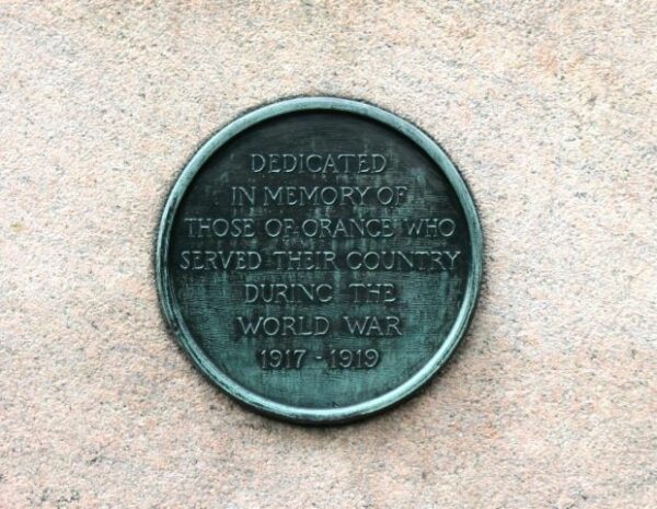 ORANGE THE WORLD WAR MEMORIAL PLAQUE B