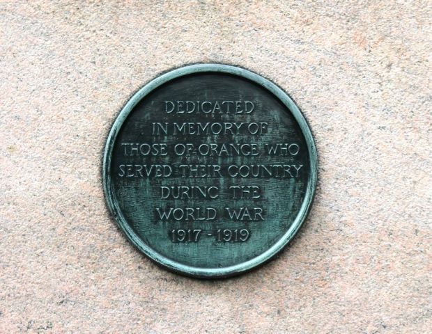 ORANGE THE WORLD WAR MEMORIAL PLAQUE B