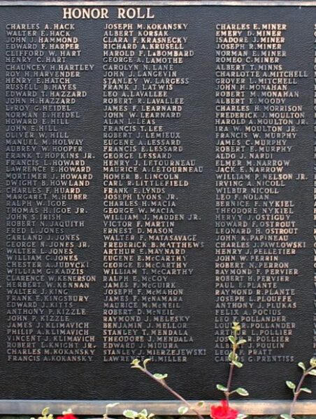 NORTH BROOKFIELD WORLD WAR II MEMORIAL PLAQUE B