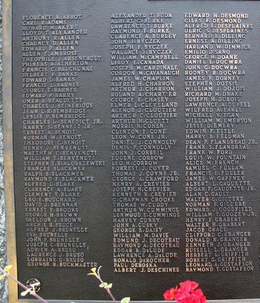 NORTH BROOKFIELD WORLD WAR II MEMORIAL PLAQUE A