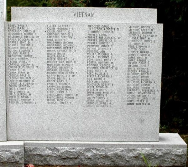 NORTHFIELD WAR VETERANS MEMORIAL RIGHT STONE