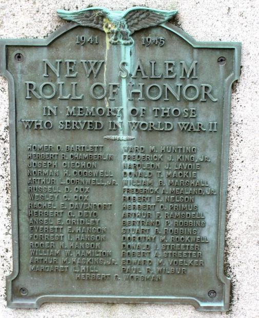 NEW SALEM WORLD WAR II MEMORIAL PLAQUE