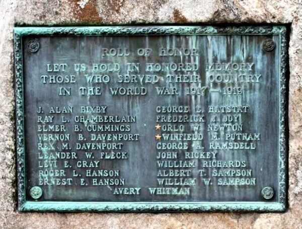 NEW SALEM WORLD WAR MEMORIAL PLAQUE