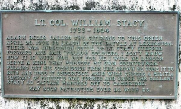 LT. COL. WILLIAM STACY REVOLUTIONARY WAR MEMORIAL PLAQUE