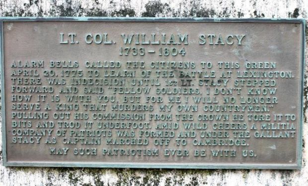 LT. COL. WILLIAM STACY REVOLUTIONARY WAR MEMORIAL PLAQUE