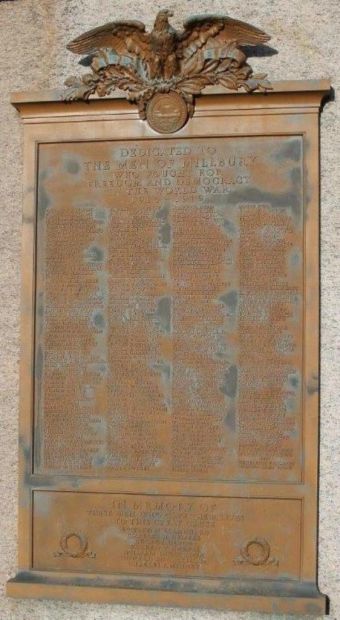 MILLBURY WAR VETERANS MEMORIAL PLAQUE A