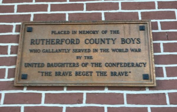RUTHERFORD COUNTY BOYS WORLD WAR MEMORIAL PLAQUE