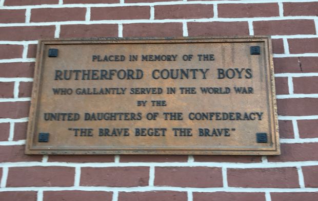 RUTHERFORD COUNTY BOYS WORLD WAR MEMORIAL PLAQUE