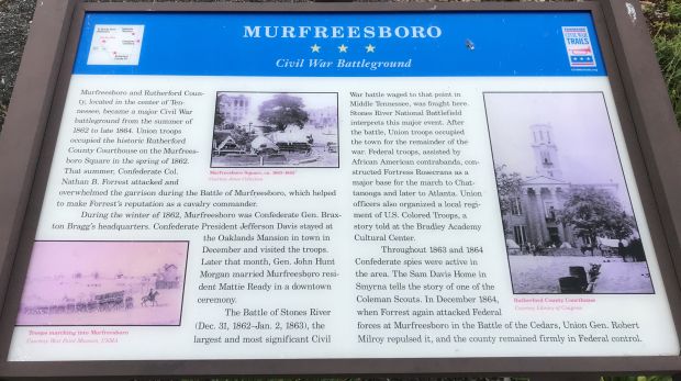 MURFREESBORO CIVIL WAR BATTLEGROUND MEMORIAL PANEL