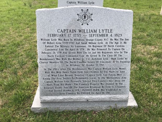 CAPTAIN WILLIAM LYTLE REVOLUTIONARY WAR MEMORIAL