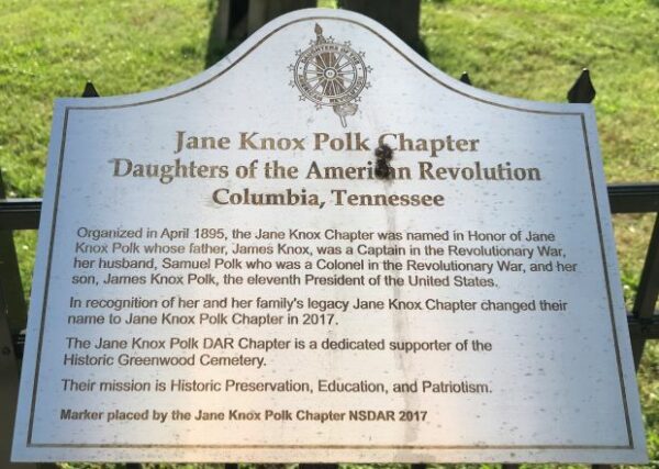 JANE KNOX POLK CHAPTER MEMORIAL PLAQUE