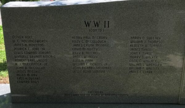 MARSHALL COUNTY WAR VETERANS MEMORIAL STONE C