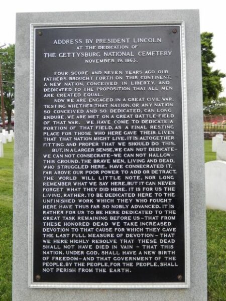KNOXVILLE NATIONAL CEMETERY GETTYSBURG ADDRESS BY PRESIDENT LINCOLN MEMORIAL PLAQUE