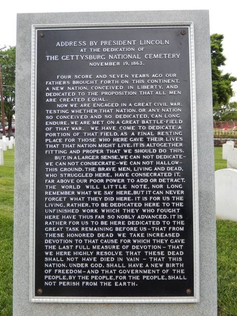 KNOXVILLE NATIONAL CEMETERY GETTYSBURG ADDRESS BY PRESIDENT LINCOLN MEMORIAL PLAQUE
