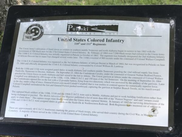 UNITED STATES COLORED INFANTRY WAR MEMORIAL PLAQUE