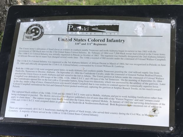 UNITED STATES COLORED INFANTRY WAR MEMORIAL PLAQUE