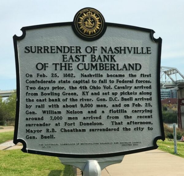 SURRENDER OF NASHVILLE EAST BANK MEMORIAL MARKER